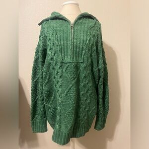 BNWT Green Quarter Zip Oversized Sweater Dress